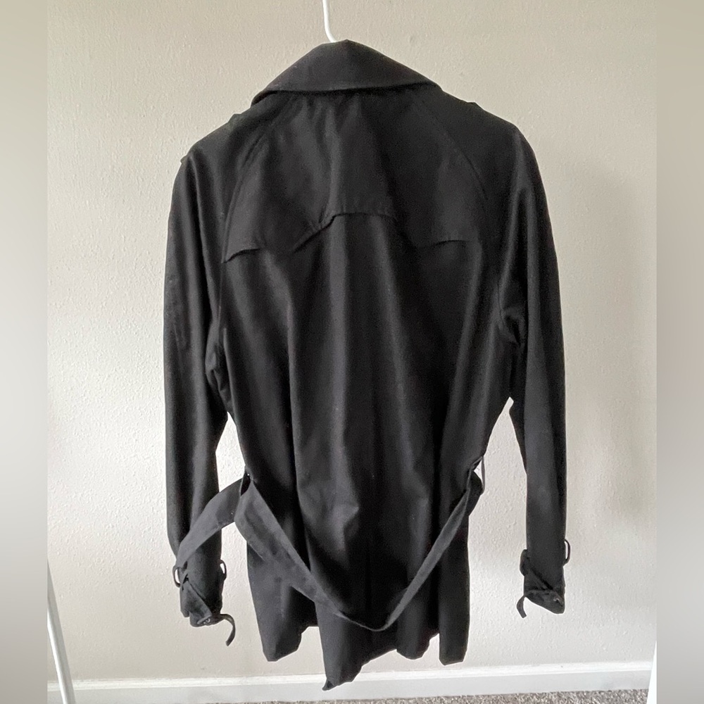 Black Double-Breasted Trench Coat - Picture 3 of 5